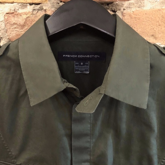 FRENCH CONNECTION Men's Khaki Green Military Shirt FCUK Small - Picture 3 of 13
